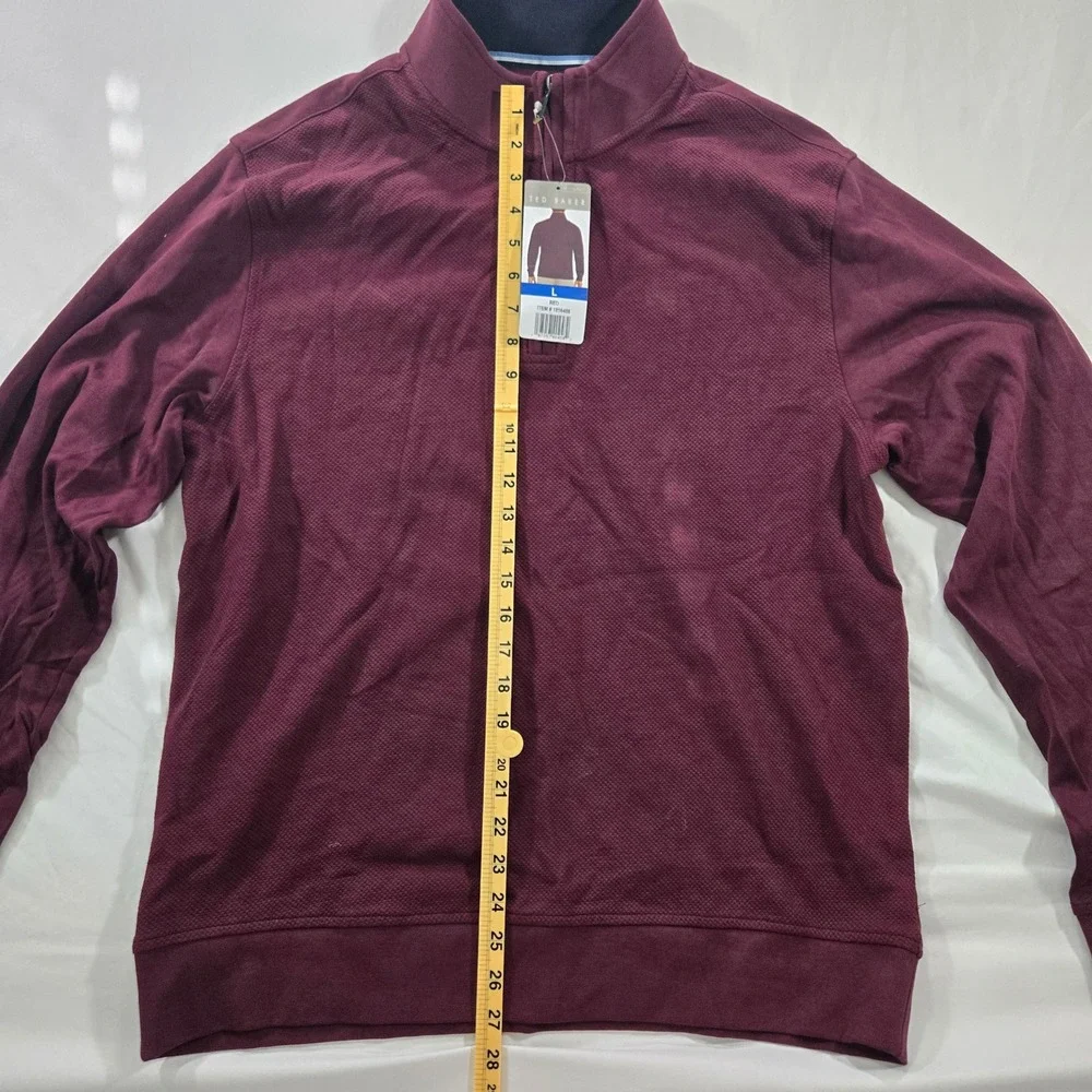 Ted Baker Mens Half Zip Sweater Large L Maroon Burgundy Pullover New With Tags